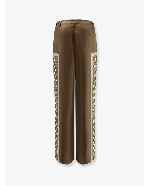 Tory Burch Natural Printed Wide-Leg Trousers