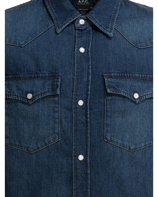 A.P.C. Blue Western Denim Shirt for men