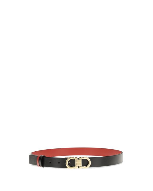 Ferragamo White Adjustable And Reversible Gancini Belt
