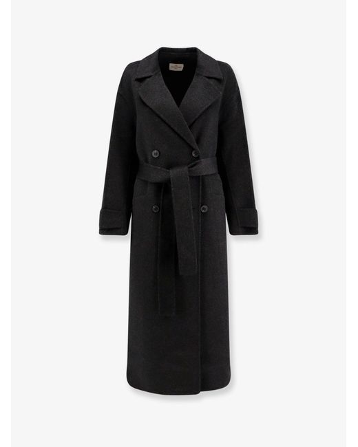 Women's Black Savile Double-Breasted Wool Coat