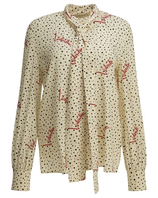 Valentino White Plus De Pois Silk Shirt