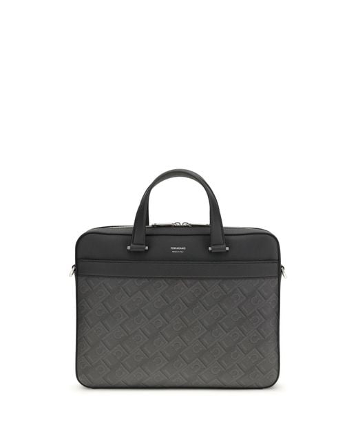 Ferragamo Black Monogram Work Bag for men