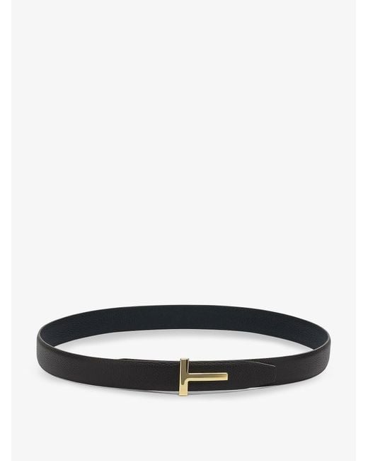 Tom Ford White Reversible Hammered Leather Belt for men