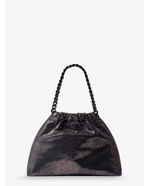 Stella McCartney Black Falabella Eco Shiny Dotted Chamois Fabric Shoulder Bag