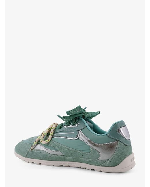 Pinko Green Yulia Suede Sneakers With Nylon Inserts