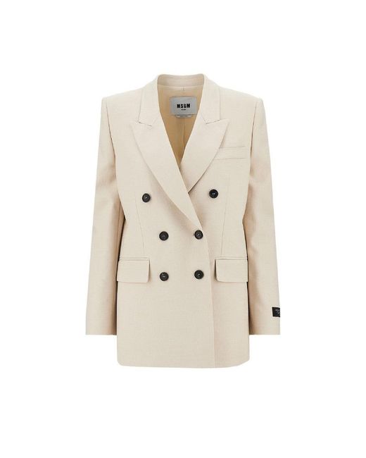 MSGM Natural Oversized Canvas Double-Breasted Jacket