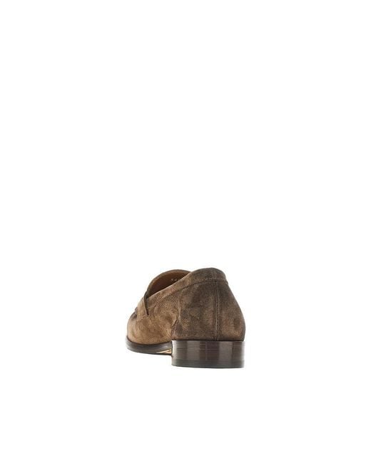 Doucal's Brown Fumé Suede Leather Loafers for men