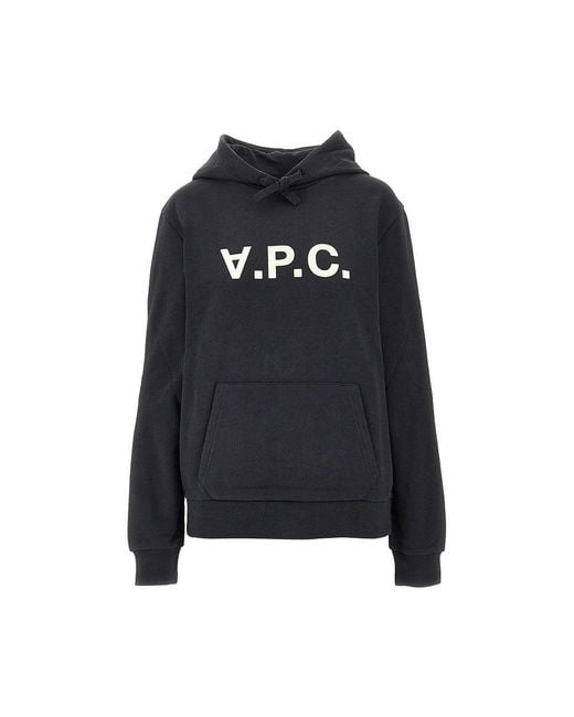 A.P.C. Blue Flocked Logo Hoodie