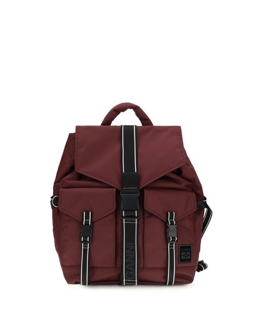 Ganni Red Re-Tech Backpack