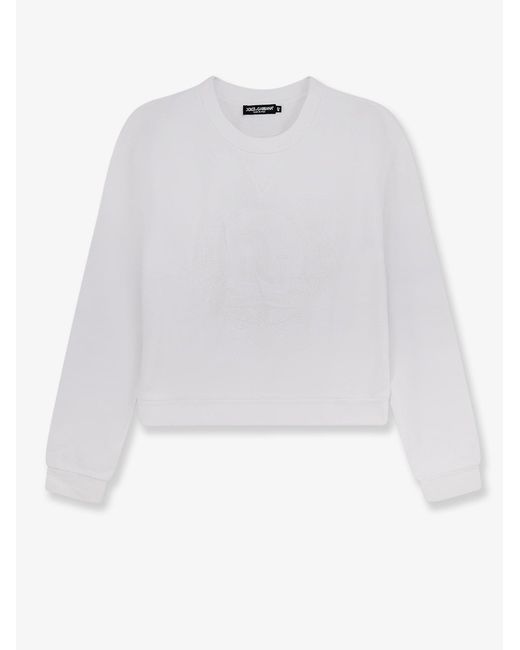 Dolce & Gabbana White Dolce & Gabbana Cotton Sweatshirt With Logo Embroidery