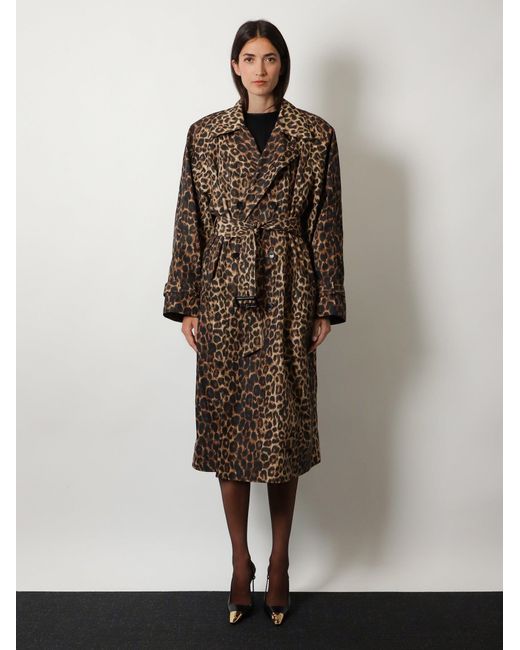 Saint Laurent White Nylon Trench With Animal Print