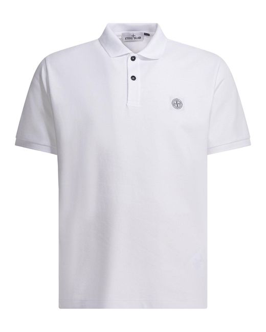 Stone Island White Cotton Polo Shirt for men