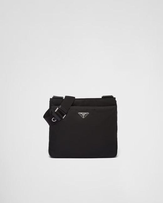 Prada Black Re-Nylon Saffiano Leather Crossbody Bag for men