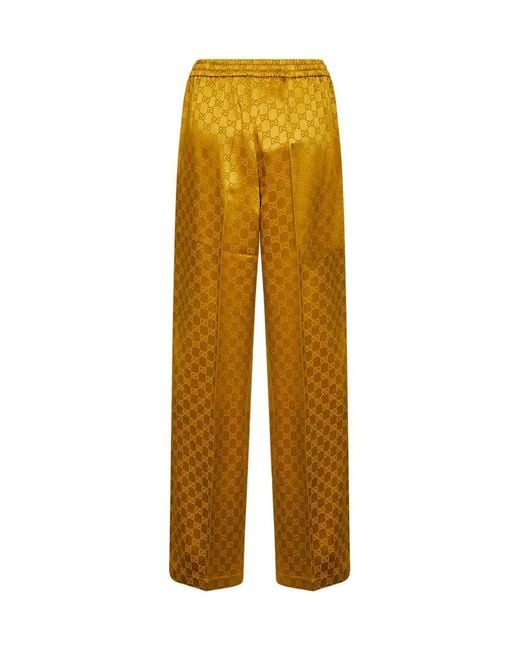 Gucci Yellow Gg Viscose Pants