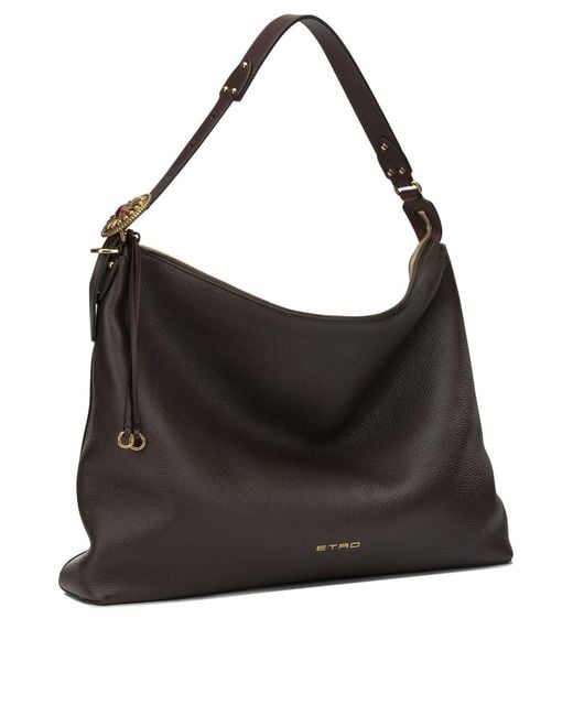 Etro Black Large Leather Shoulder Bag