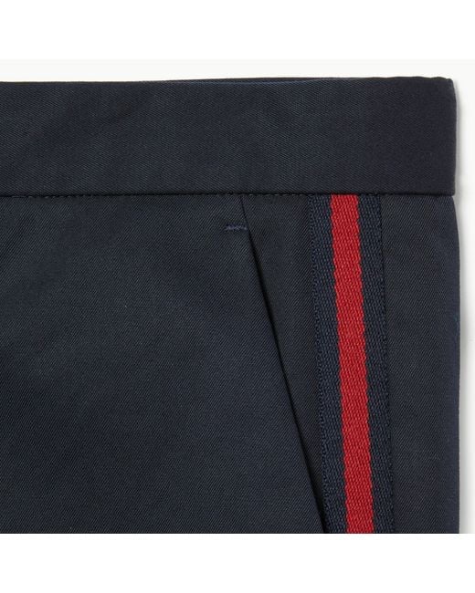 Gucci Blue Cotton Twill Pants With Web Detail for men