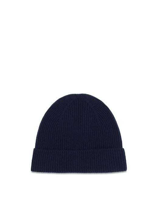 Kiton Blue Wool Beanie Hat for men