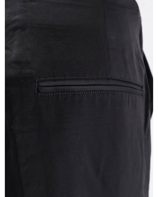 Totême Black Easy Raw Edge Viscose And Linen Trousers