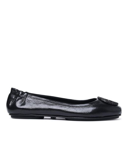 Tory Burch Black 'Minnie Travel' Leather Ballet Flats