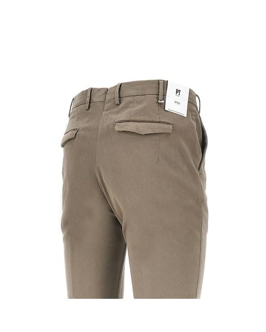 PT Torino Gray Stretch Gabardine Master Fit Pants for men