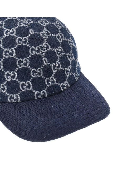Gucci Blue Gg Wool Baseball Cap for men