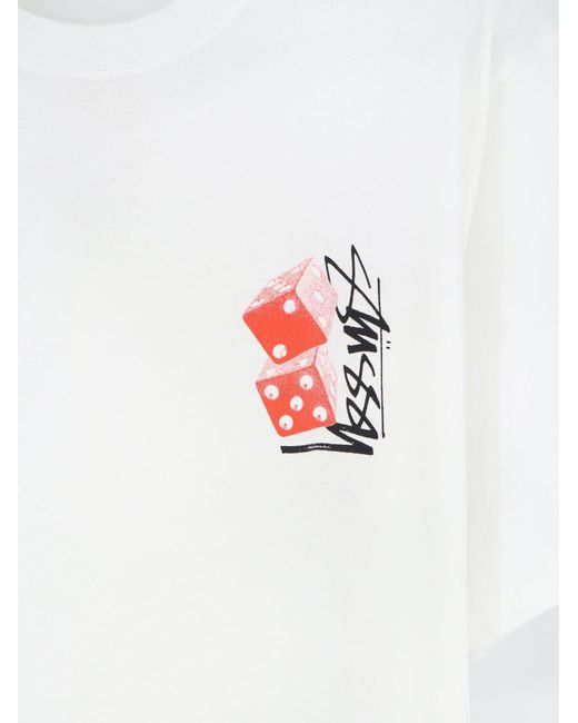 Stussy White Cotton T-Shirt for men