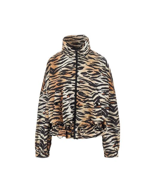 Pinko Black Animalier Print Technical Canvas Jacket