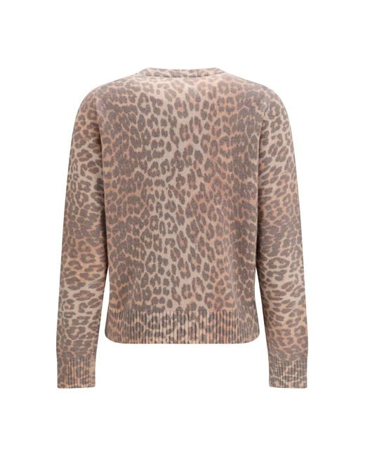 Ganni White Sweater Tiger-Print