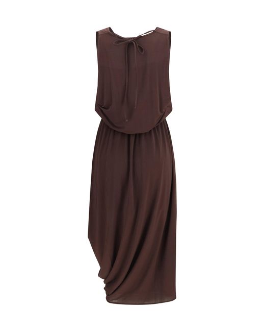 Lemaire Brown Draped Midi Dress