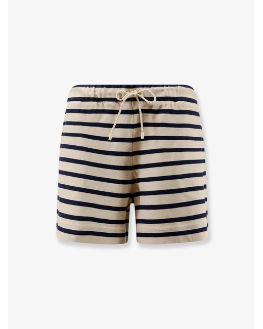 Moncler Blue Cotton Shorts With Striped Pattern