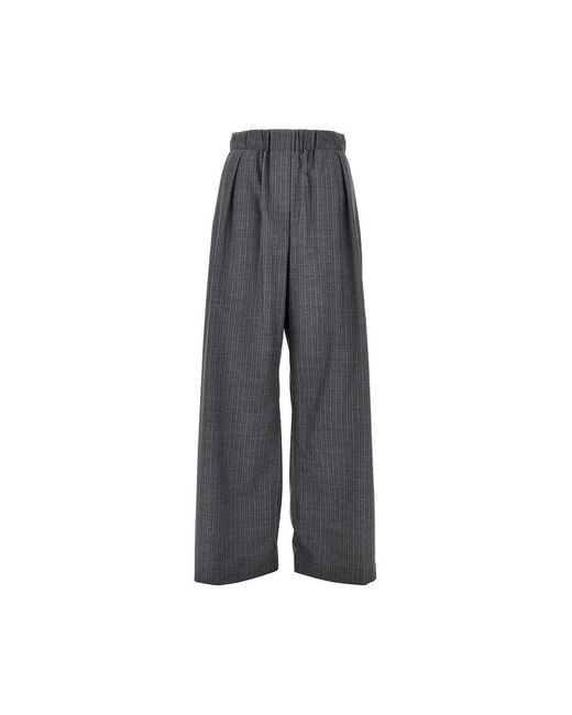 Jil Sander Gray Pinstriped Wool Pants