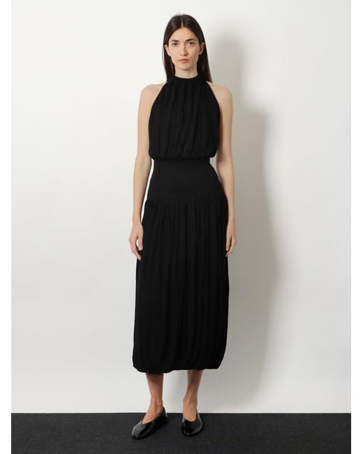 Totême  Black Soft Gathered Viscose Dress