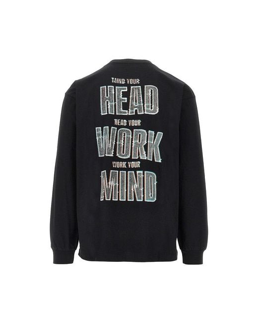 Carhartt Blue 'Mind Your Head' Long-Sleeved T-Shirt for men