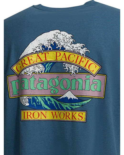Patagonia Blue Recycled Cotton T-Shirt for men