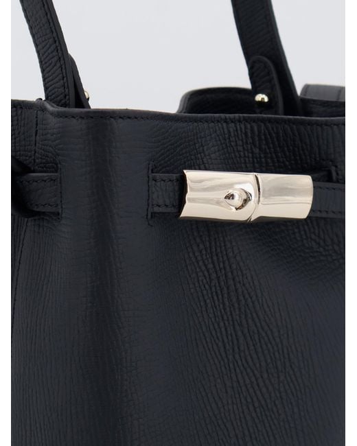 Longchamp Blue Le Smart Leather Bucket Bag
