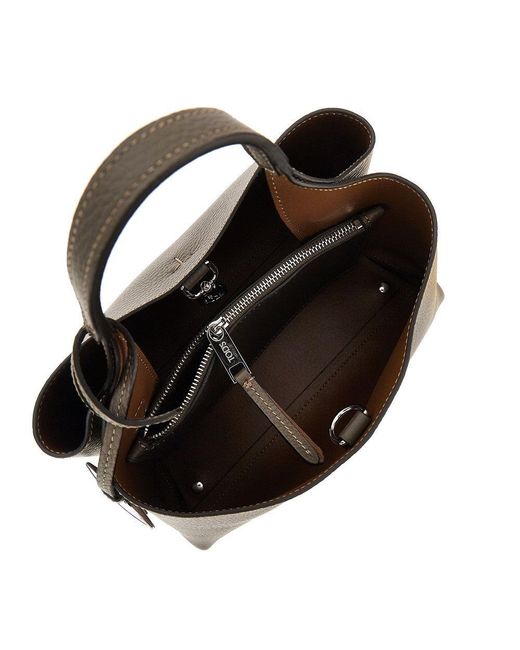 Tod's Brown Grained Leather Micro Shopping Bag
