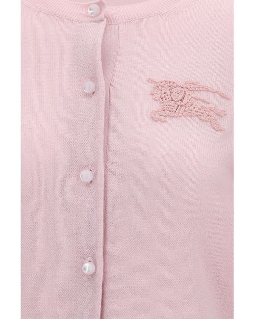 Burberry Pink Cotton And Wool Cardigan
