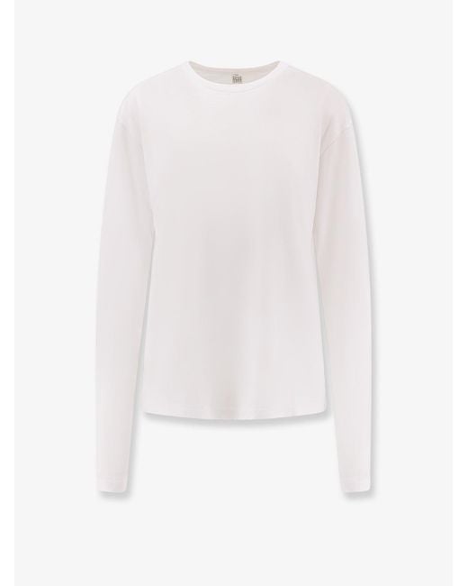 Totême White Classic Long-Sleeve Lyocell And Cotton T-Shirt