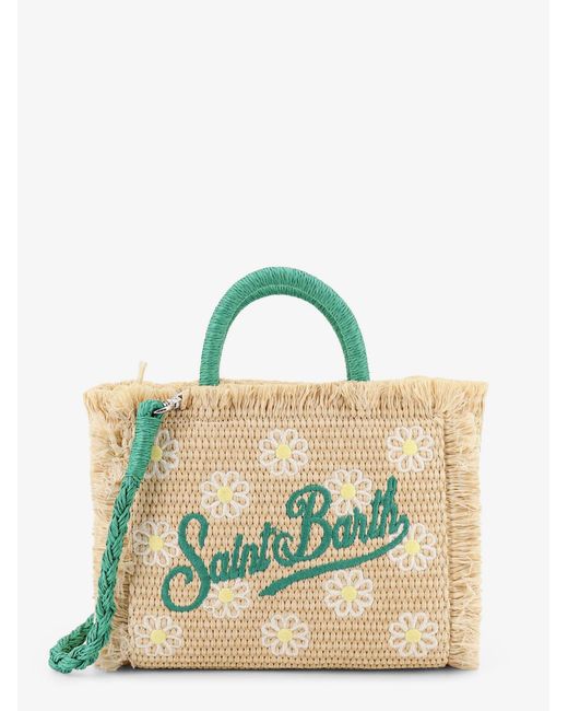 Women's Green Mini Straw Handbag Vanity