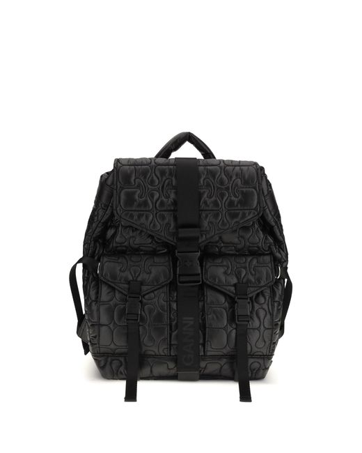 Ganni Black Quilted Backpack