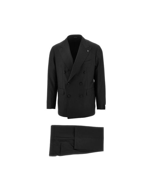 Tagliatore Black Super 110's Wool Tailored Suit for men