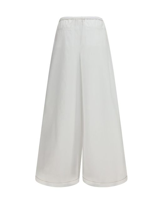 Marni White Draping Wide-Leg Pants