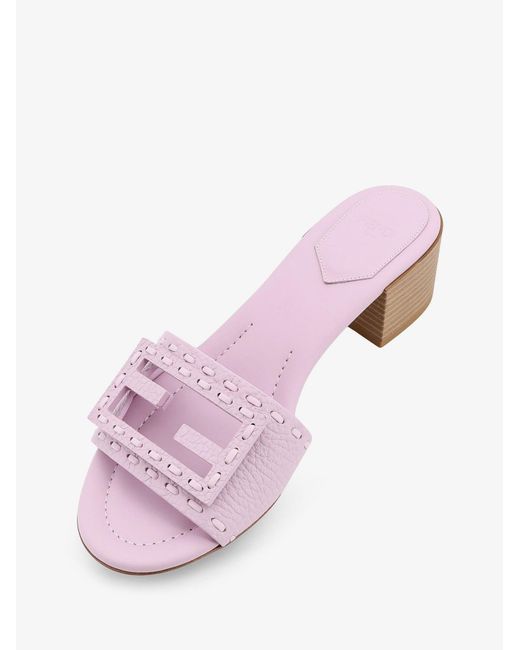 Fendi Pink Leather Baguette Sandals