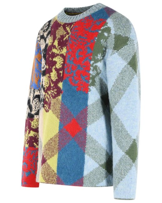 Dries Van Noten Blue 'Matadi' Multi Wool Blend Sweater for men