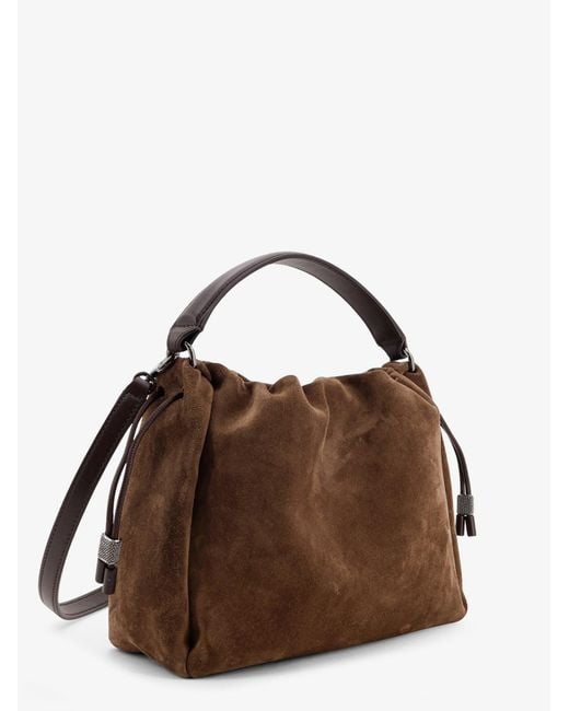 Brunello Cucinelli Brown Bucket Mellow Suede Handbag
