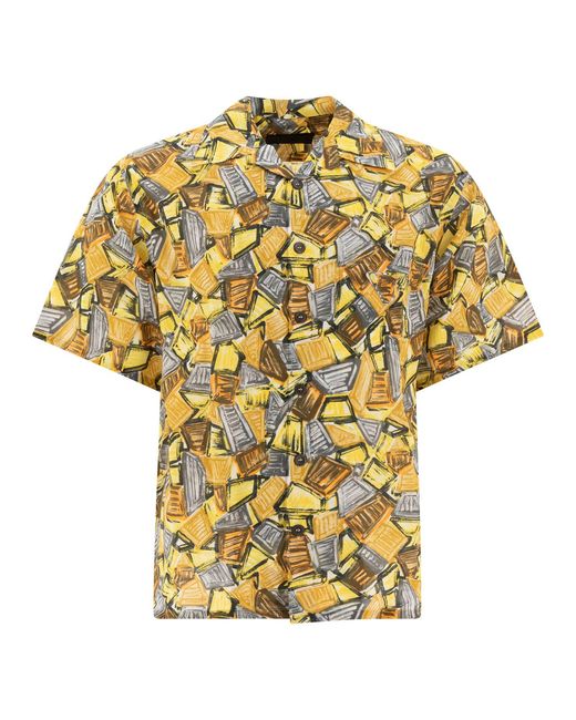 Men's Yellow Short-Sleeved Cotton Shirt