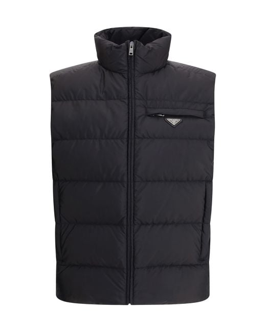 Prada Black Re-Nylon Down Vest for men