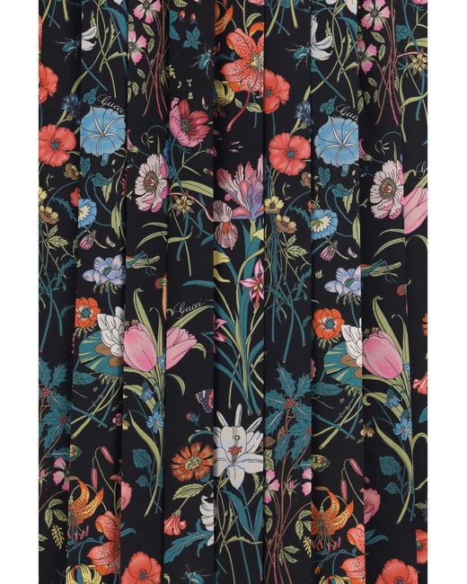 Gucci Multicolor Skirt Flora Silk Midi/Multicolour
