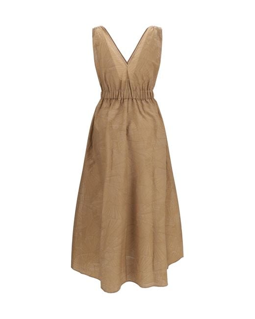Brunello Cucinelli Natural Midi Dress