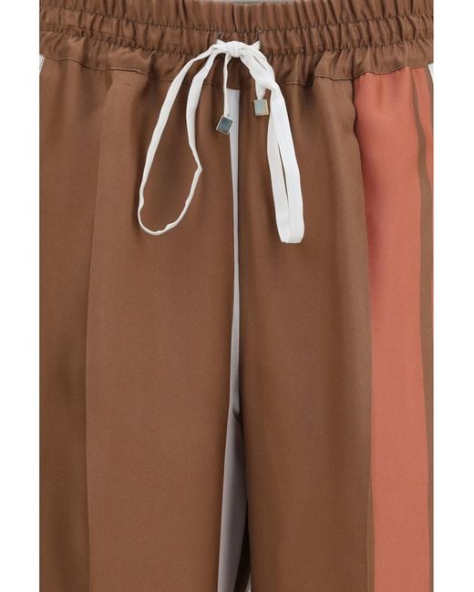 Kiton Brown Striped Silk Pants